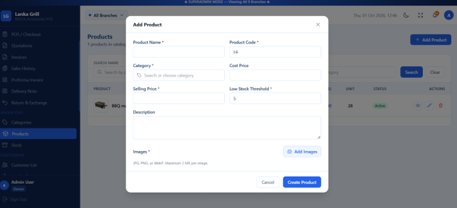 Product Catalogue Management